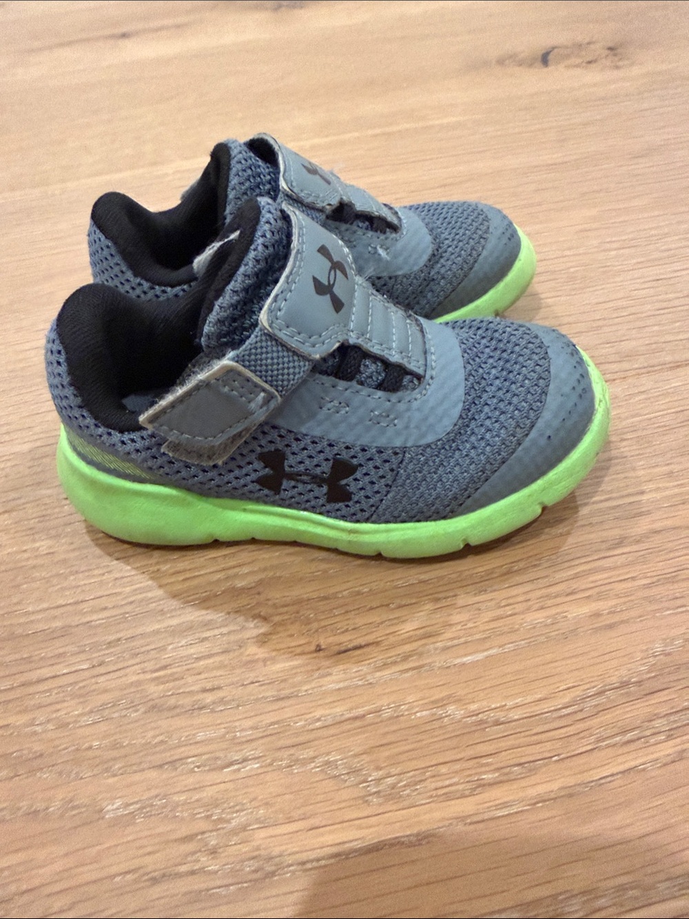 Under Armour Kids Gray and Neon Green Mesh Sneakers